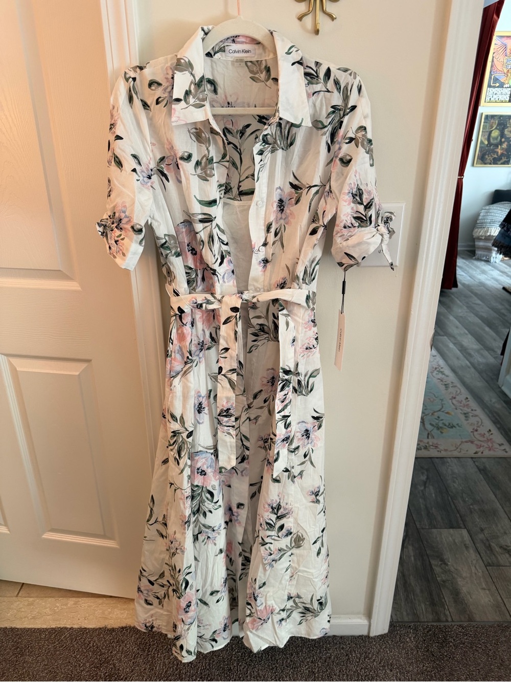 Calvin Klein floral shirt dress